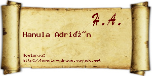 Hanula Adrián névjegykártya